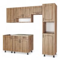 Кухонный гарнитур №4  Дуб крафт табачн./Орех антик (столеш Версаль+Сушка+планка) 1,8м 