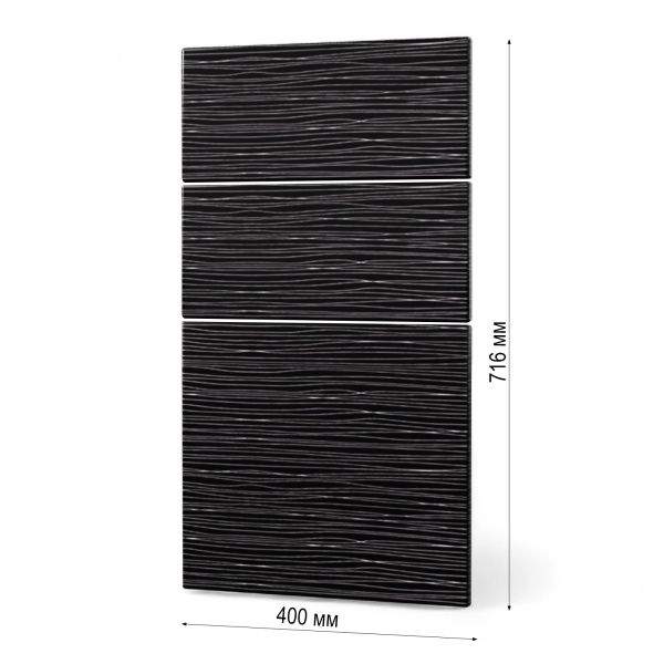 Фасад ЧЕРНЫЙ СТРАЙП 3 ящика 400 