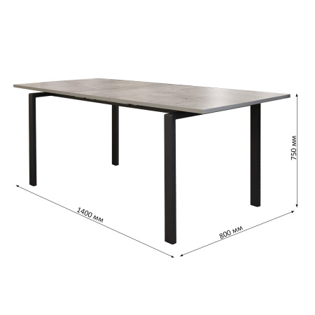 Стол Ареа,1400(+400)*800, металл Графит+пластик (LEMARK 0435)