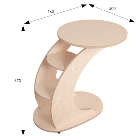 Подкатной столик МИ Стелс молочный дуб