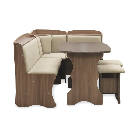 Обеденная группа, Ясень шимо темный (скамья, стол, табурет), ткань в ассорт