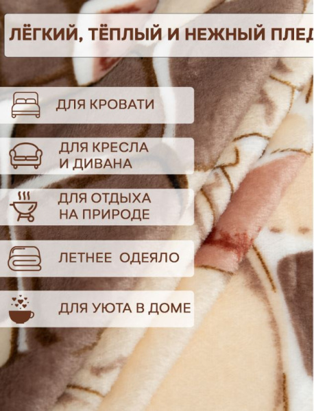 Плед Texrepublic фланель печат скрутка  200*220 93316