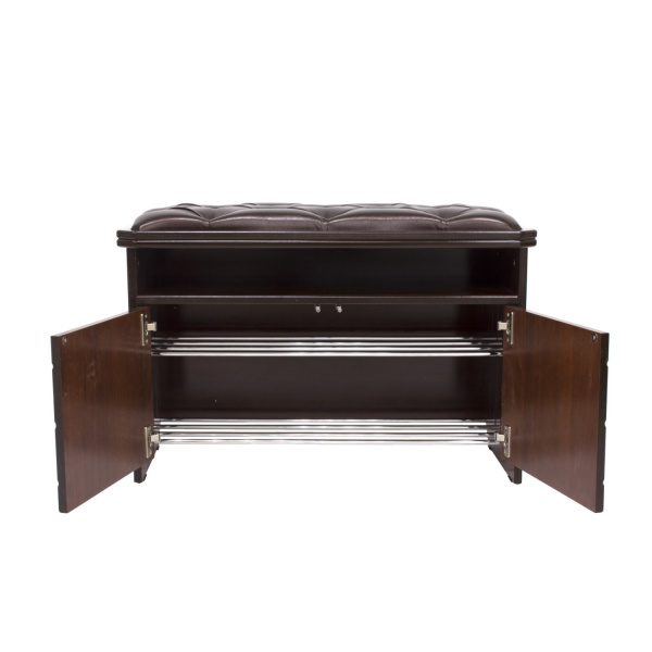 Банкетка Leset Патриция, орех (к/з орегон перламутр 120/Коричневый, каретная стяжка)