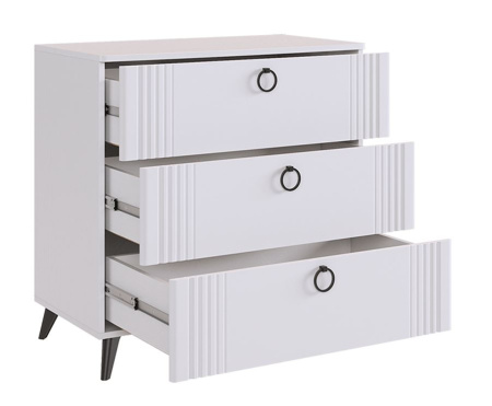 Ева Комод 3ящ/Белое дерево/Белый матовый