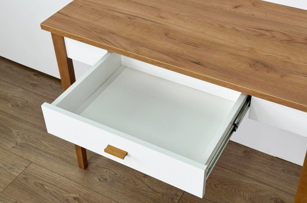 Стол Хюгге, (1000х500х756), (белое дерево/дуб крафт золотой)