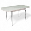 Стол ПГ-01 СТ 1100(1420)*700, ЛДСП Белое, Стекло Белое/нога ГНУТАЯ хром 4