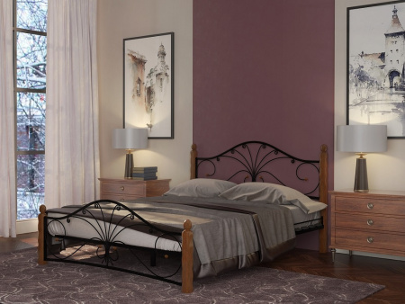 Кровать Фортуна 1 140*200 (с основанием) черный/махагон