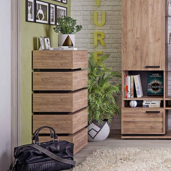 Комод Nature 6 Дуб Табачный Craft - Черный