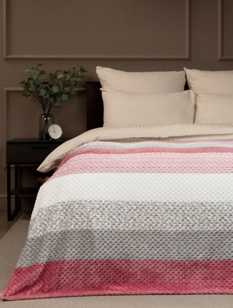 Плед Texrepublic фланель жаккард печ Розовый 200*220 см