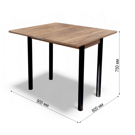 Стол Уют 4 450(+450)*800*750/ ЛДСП Дуб крафт табачн/опора D50 "труба"черный