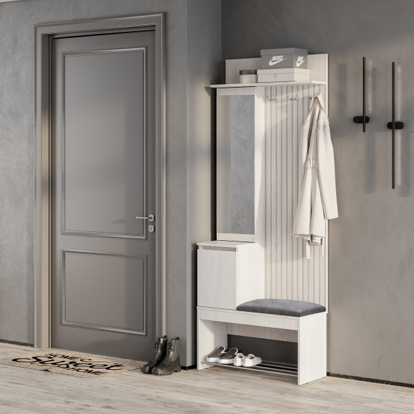 Прихожая Лама ПР-07 ясень белый/хром