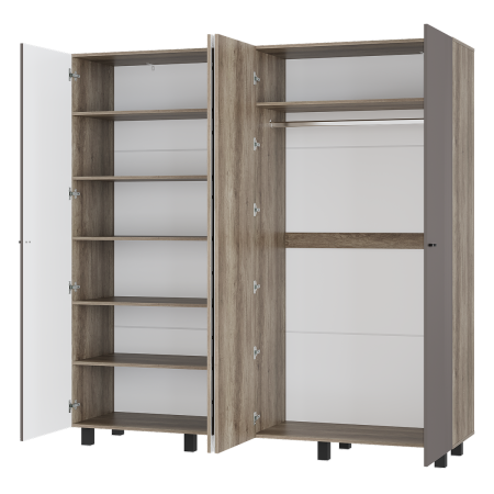 Шкаф 4-х створчатый Олива ШК-13 (2002х2016х514мм) дуб каньон / муссон софт MF14