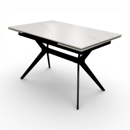 Стол  DTM 0412 CS, 120+30+30*80*76,Керамика цвет мрамор белый Y15, ножки черные