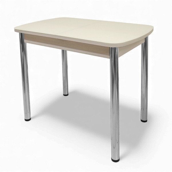 Стол ПГ-мини СТ 960(+300)*600, ЛДСП Дуб молочный, Стекло Песочное/ хром 