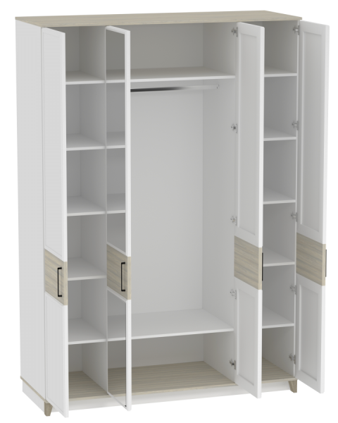 AURELIO 555 Шкаф для одежды и белья Белый/Блеквуд Сатиновый