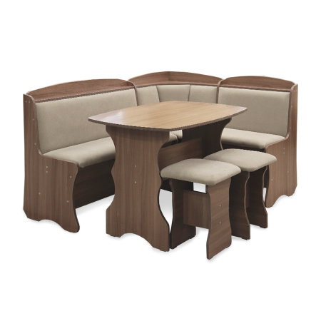 Обеденная группа, Ясень шимо темный (скамья, стол, табурет), ткань в ассорт