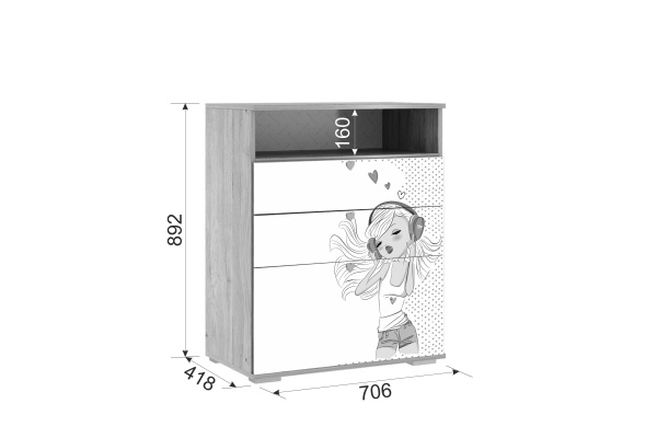 Комод Алина Дуб Мария/ Белый
